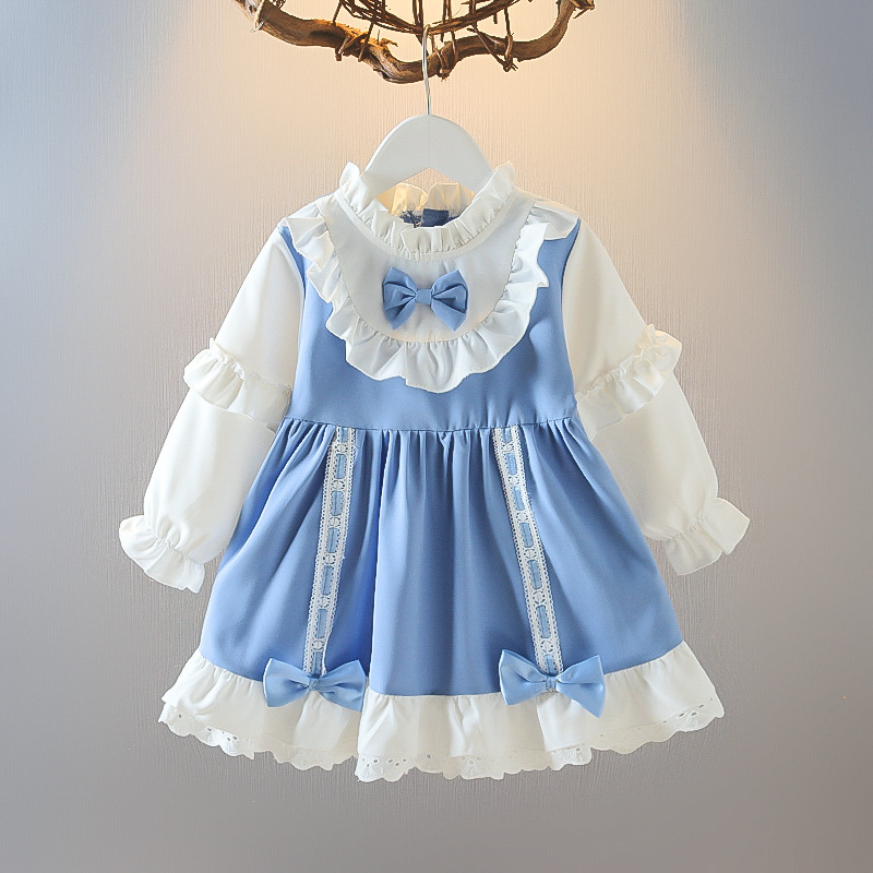 Girls' bow lace dress