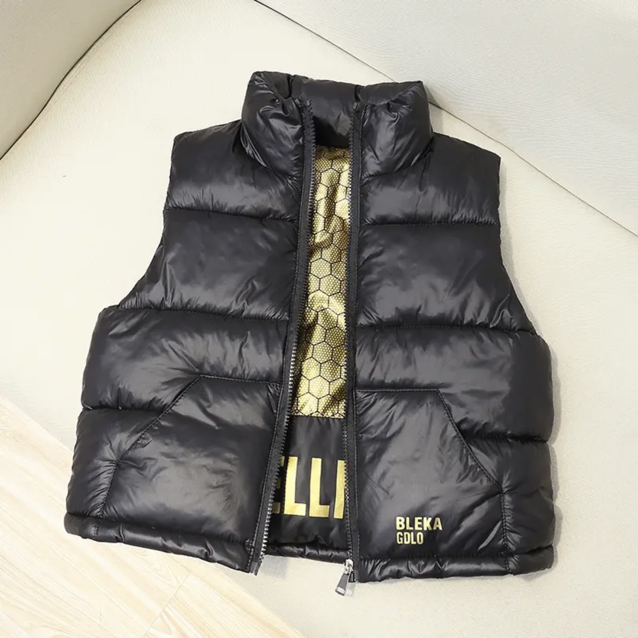 2023 New Black Gold Vest Cotton Wash Free Vest