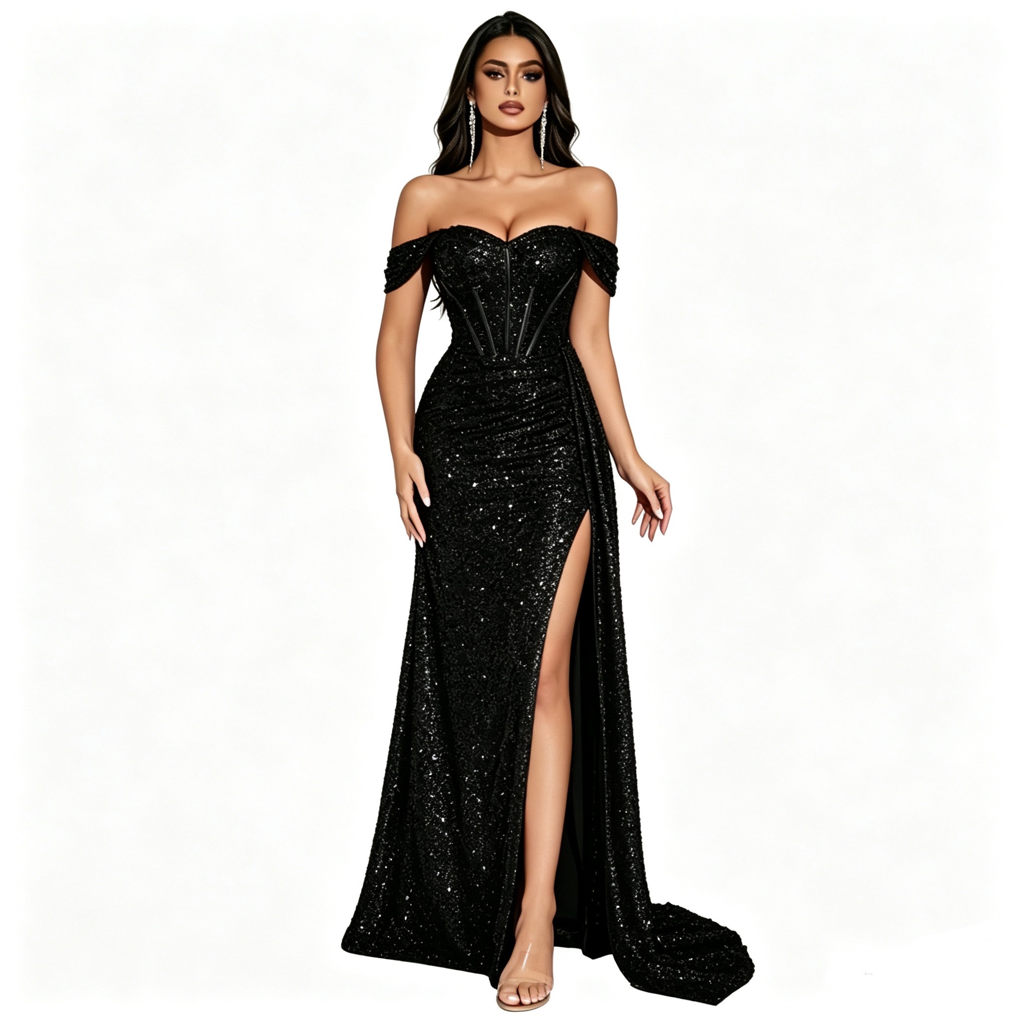 Sequined strapless sexy party dress?format=webp
