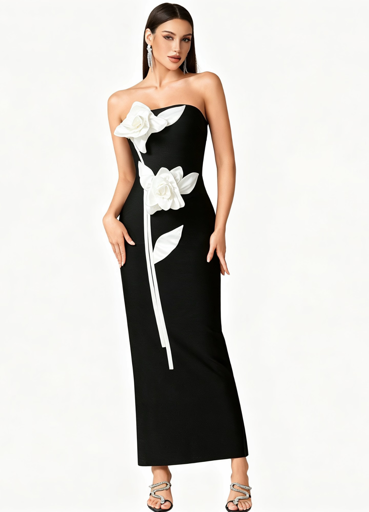 Black and white contrast-colored camisole dress?format=webp