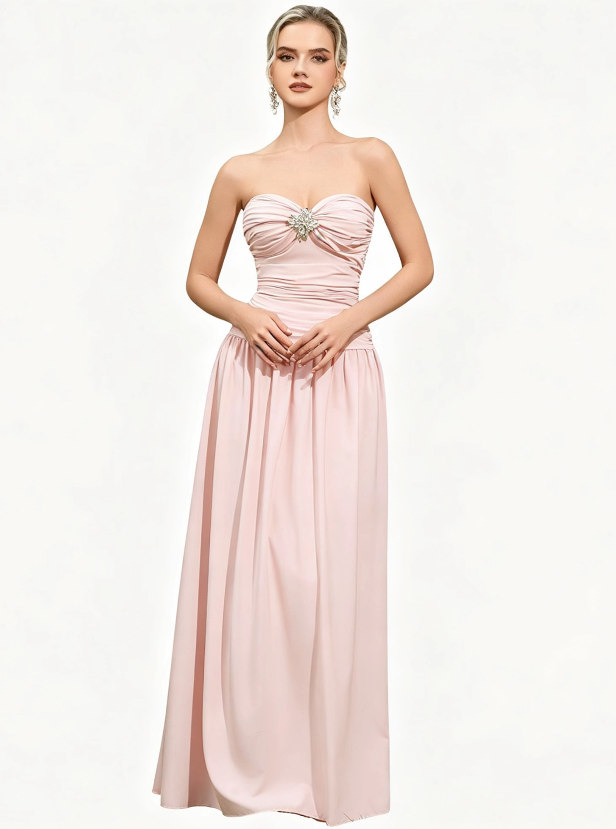 Pink strapless evening dress?format=webp