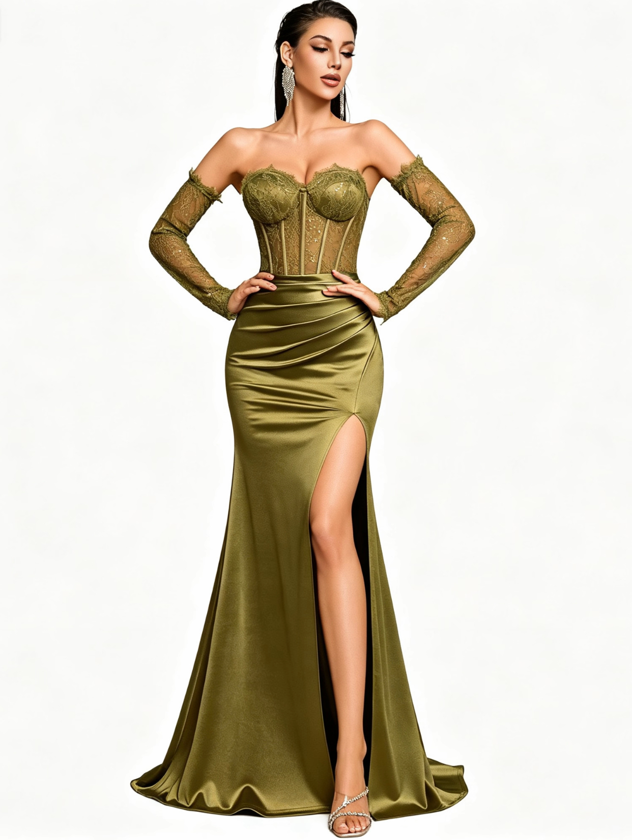Lace see-through sleeve dress?format=webp