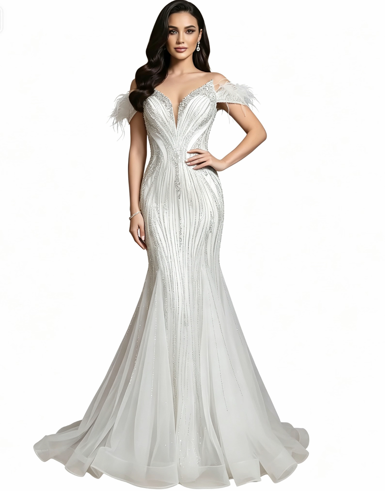 Beaded feather evening dress?format=webp