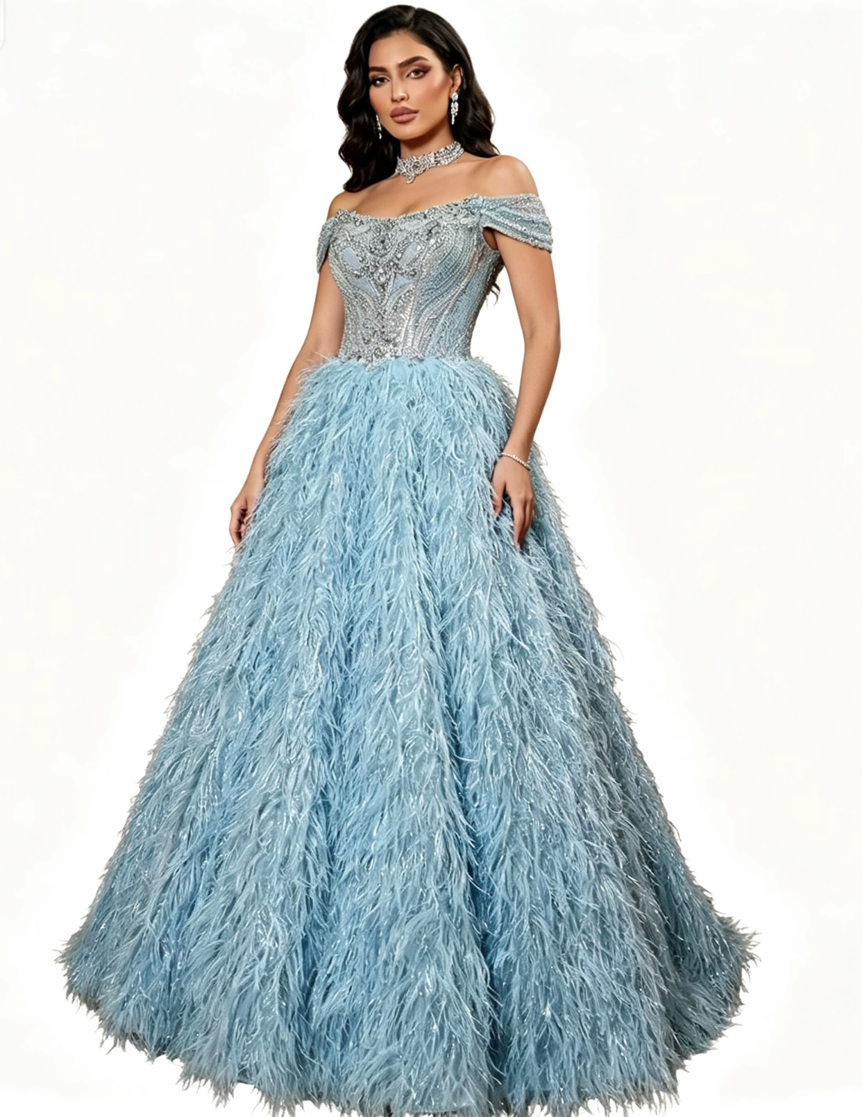 Beaded feather evening dress?format=webp