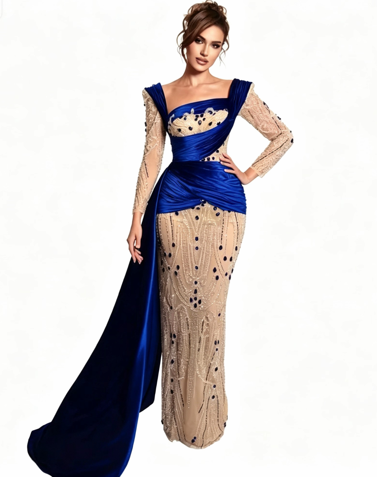 Royal blue beaded evening dress?format=webp