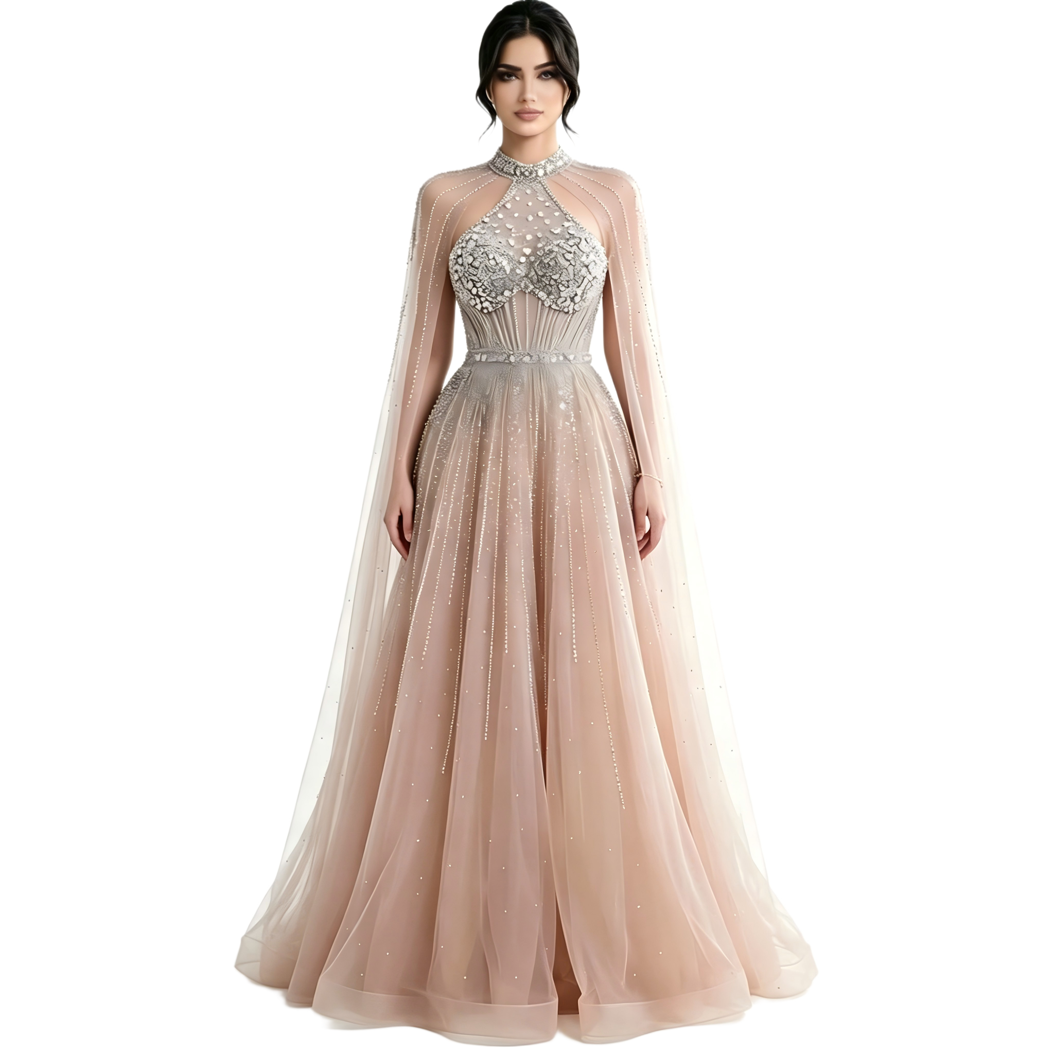 Beaded flying sleeve evening dress?format=webp