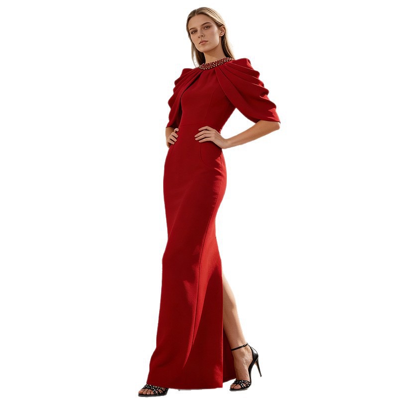 Batwing sleeve pearl-red long dress?format=webp